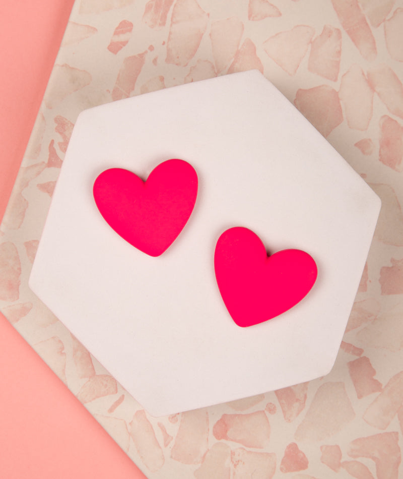 Leslie Valentines Day Theme Pastel Matte Heart Earrings