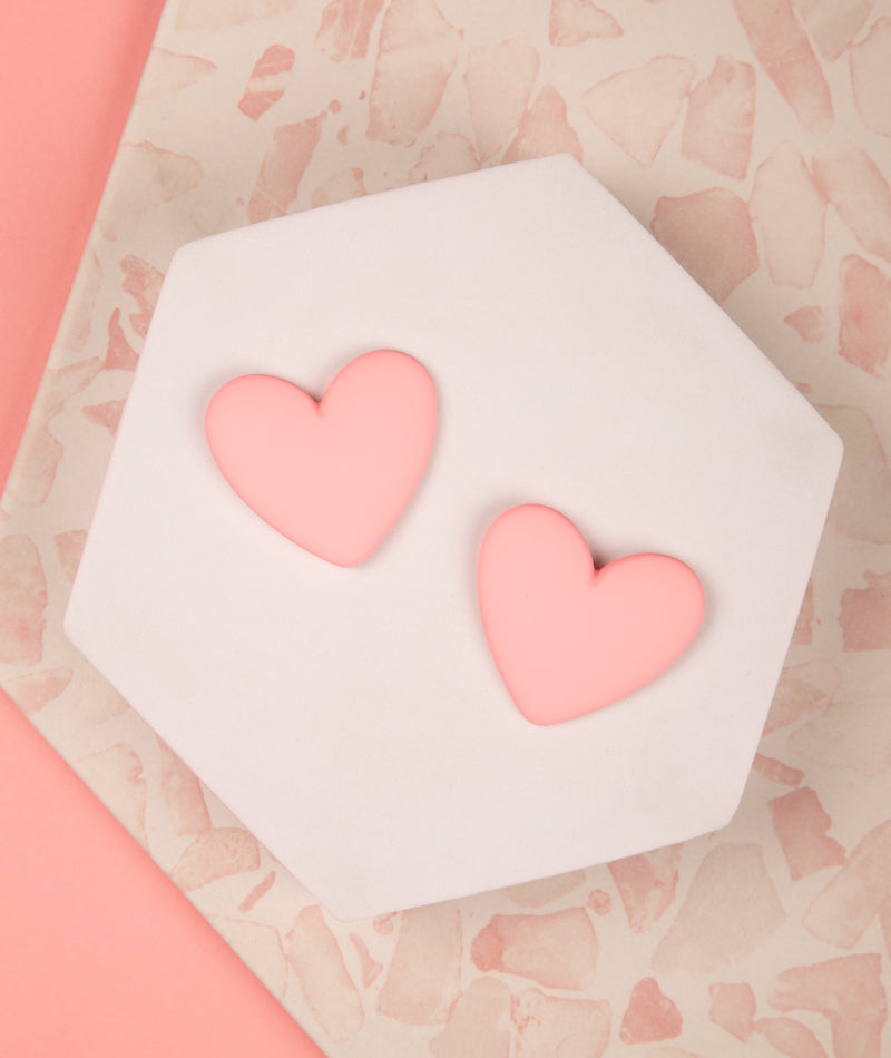 Leslie Valentines Day Theme Pastel Matte Heart Earrings