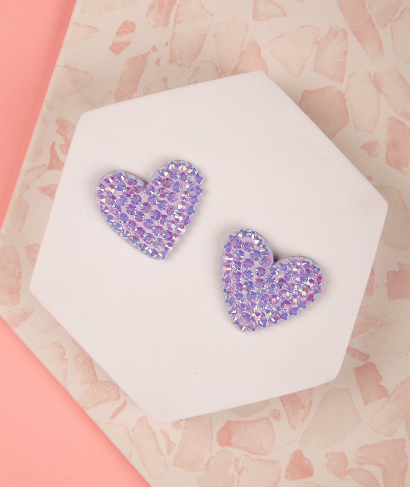 Melanie Heart Acrylic Post Earrings | Lavender