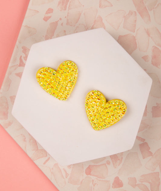 Melanie Heart Acrylic Post Earrings | Yellow