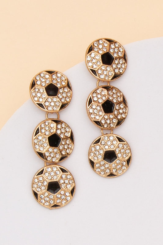 Emilia Game Day Crystal Pave Soccer Ball Linear Earrings