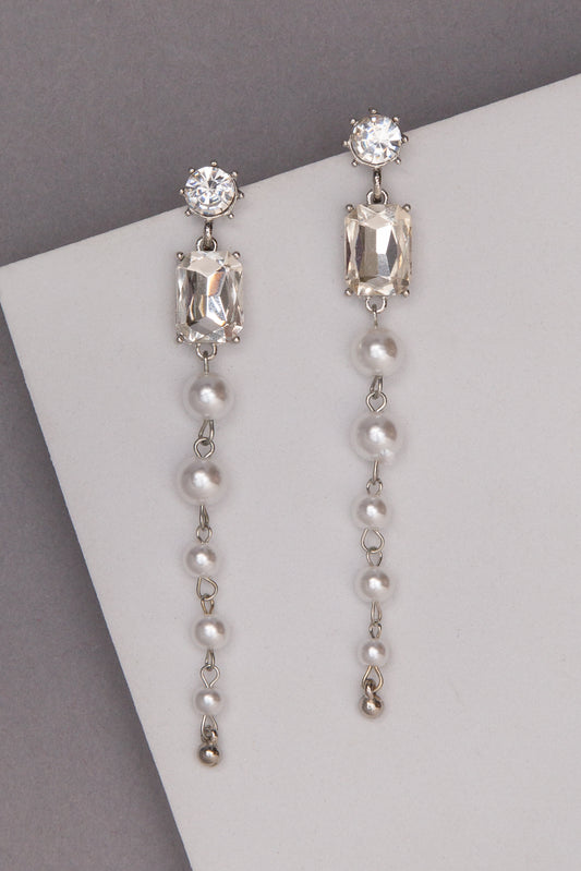 Ruby Fashion Stone Pearl Earrings | Silver