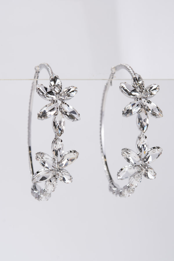 Allie Flower Gemstone Hoop Earrings