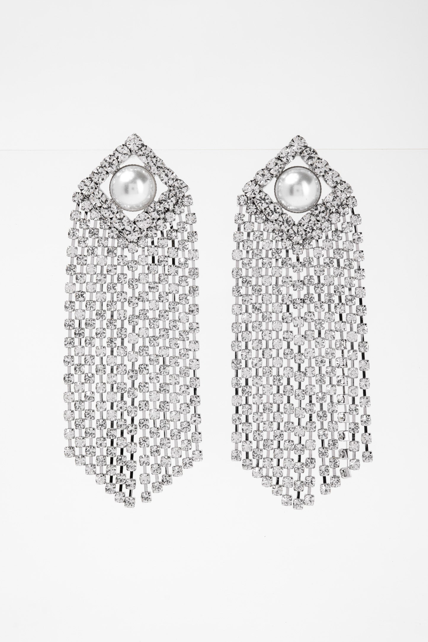 Paula CZ Dangle Fringe Earrings | Silver