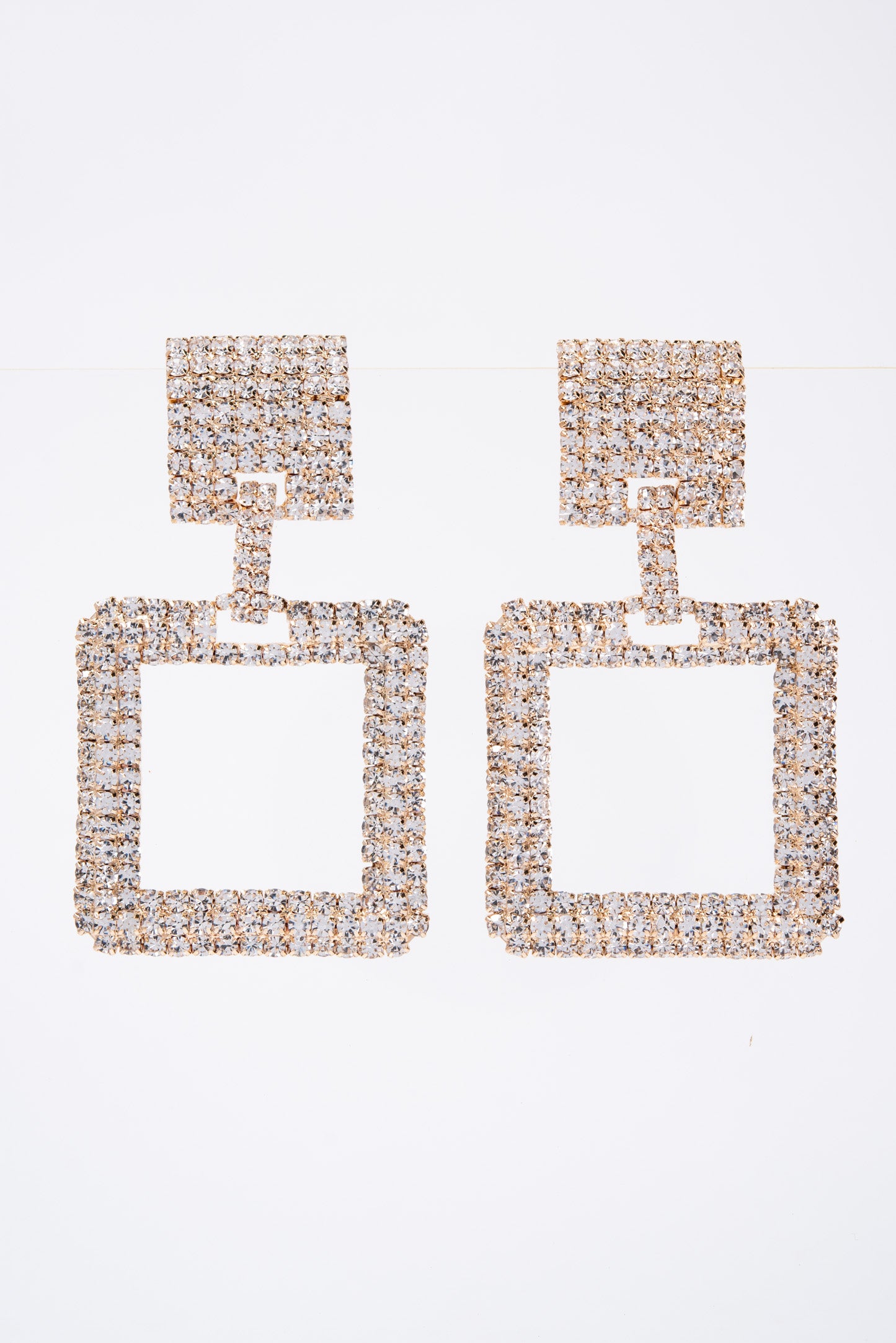 Lucia Rhinestone Pave Square Dangle Earrings