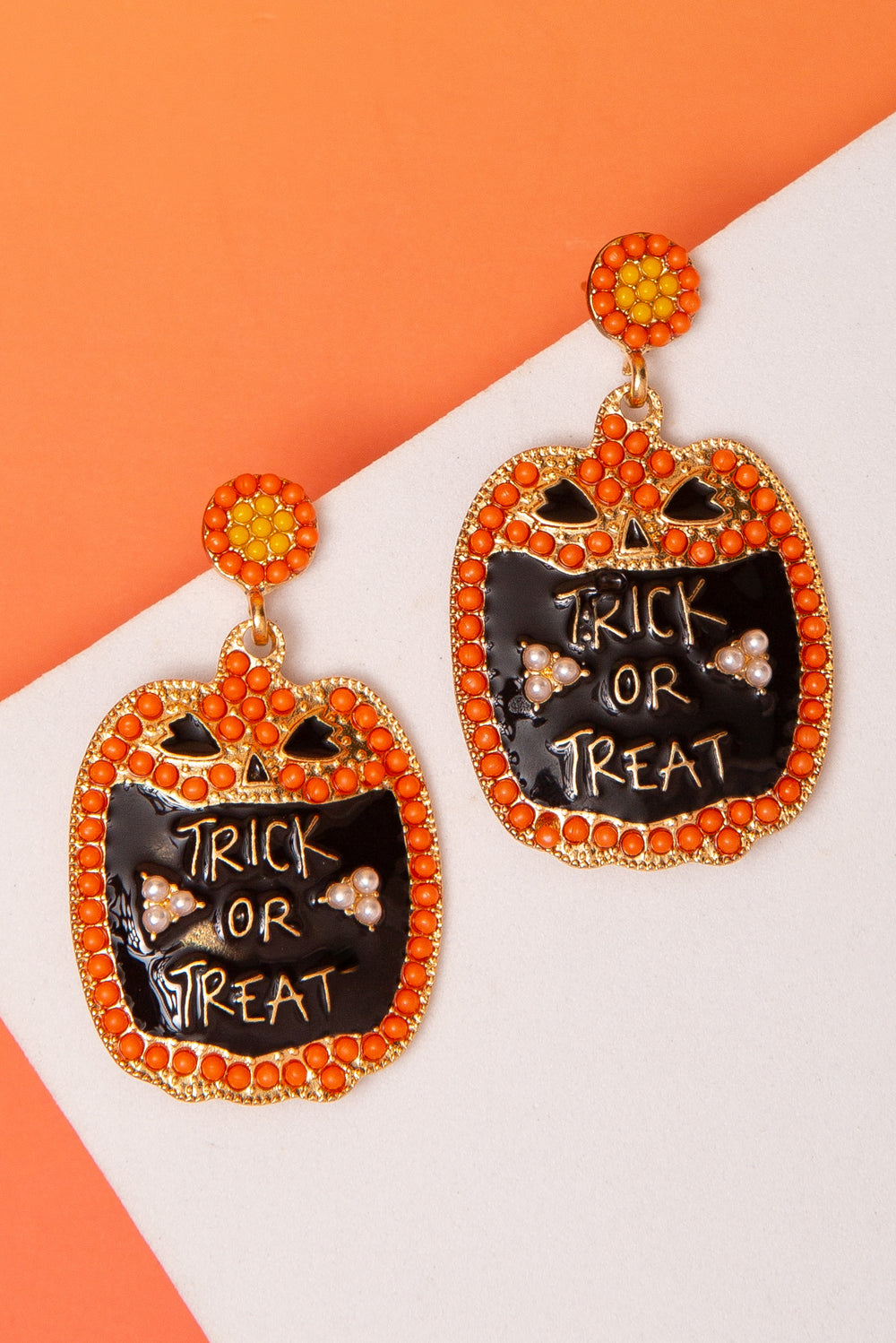 Ashley Halloween Trick Or Treat Pumpkin Drop Earrings