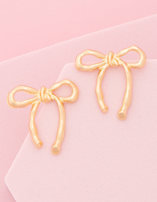 Hope Long Tail Bowknot Ribbon Post Drop Earrings