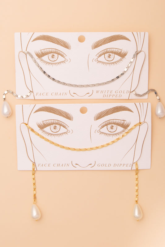 Rachel Gold Plated Pearl Drop Face-Chain