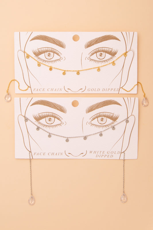 Amy Gold Plated Crystal Drop Face-Chain
