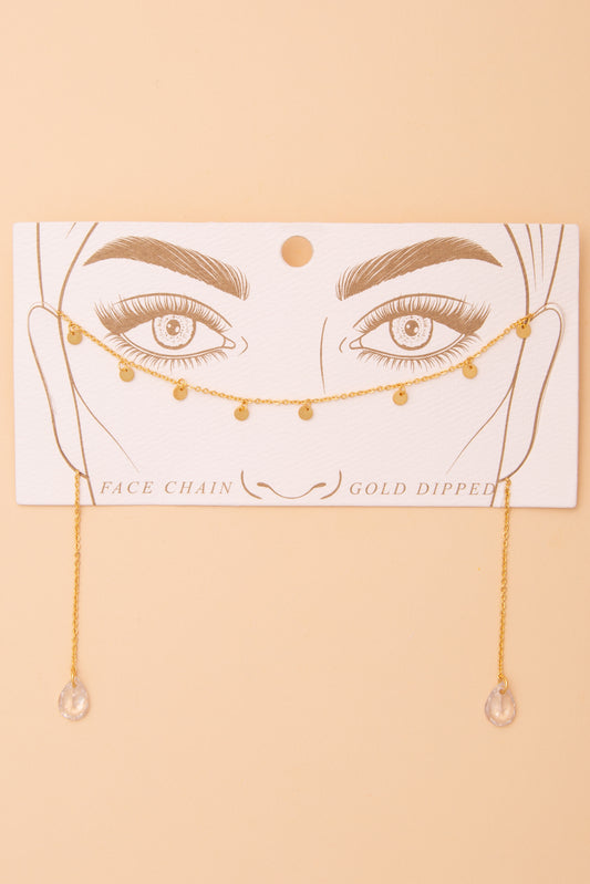 Amy Gold Plated Crystal Drop Face-Chain | Gold