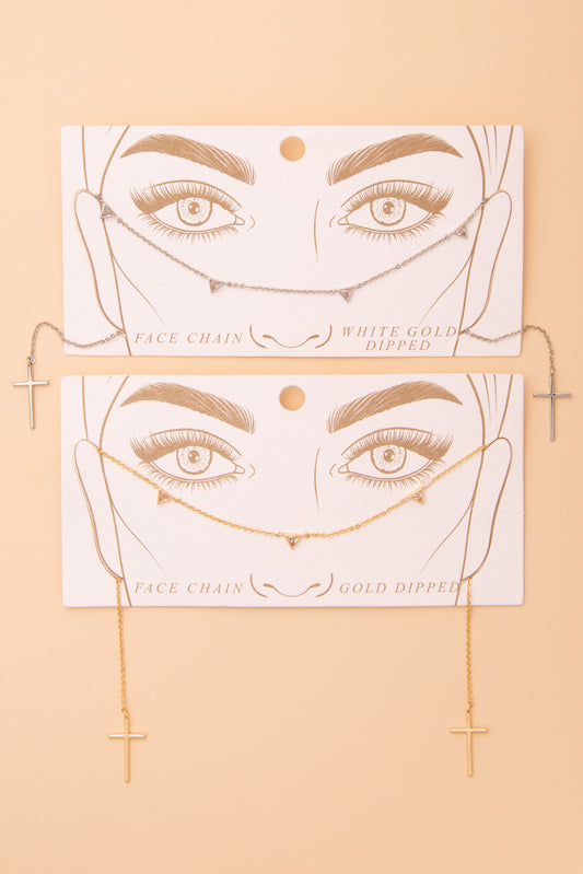 Gracie Gold Plated Cross Charm Drop Face-Chain