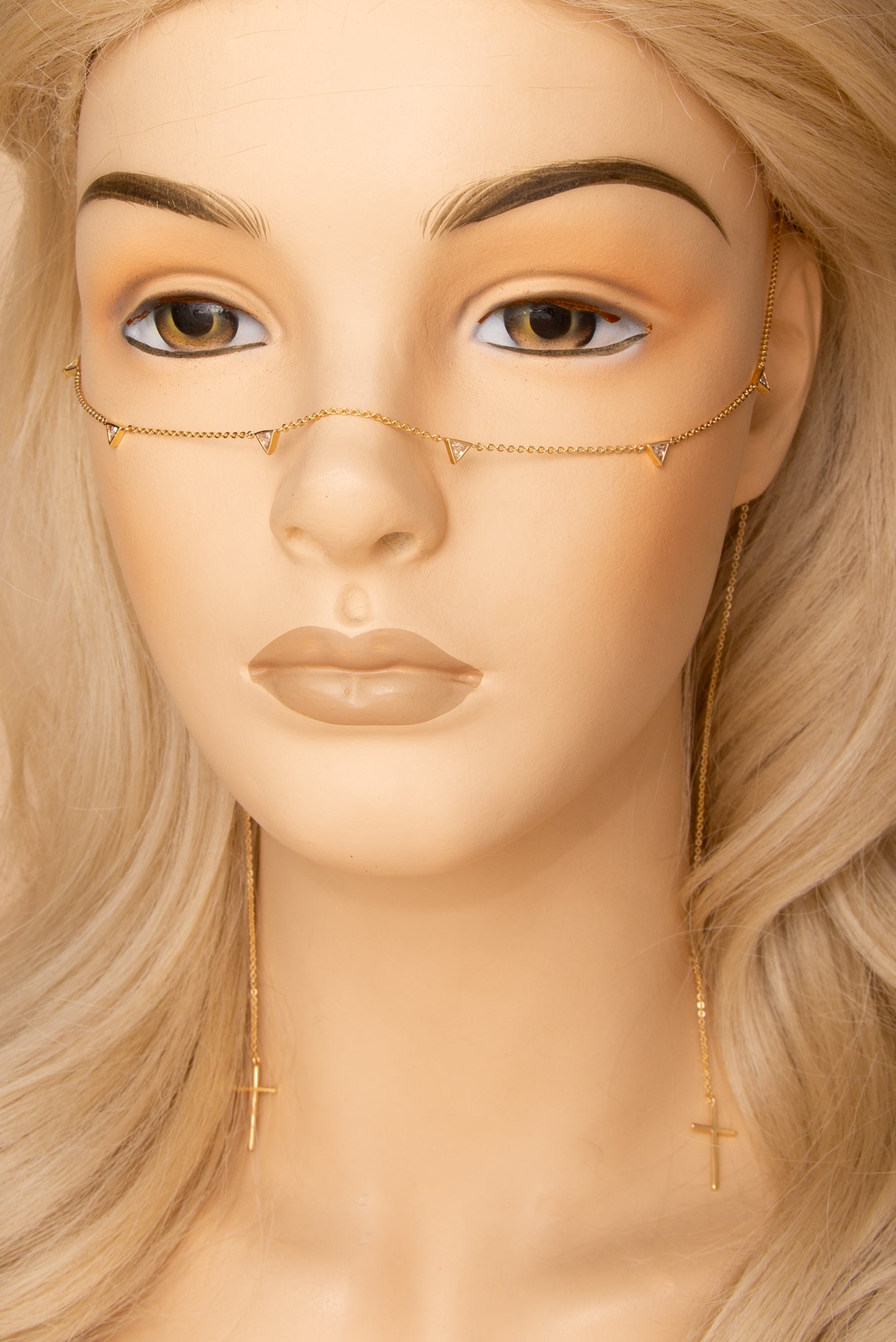 Gracie Gold Plated Cross Charm Drop Face-Chain