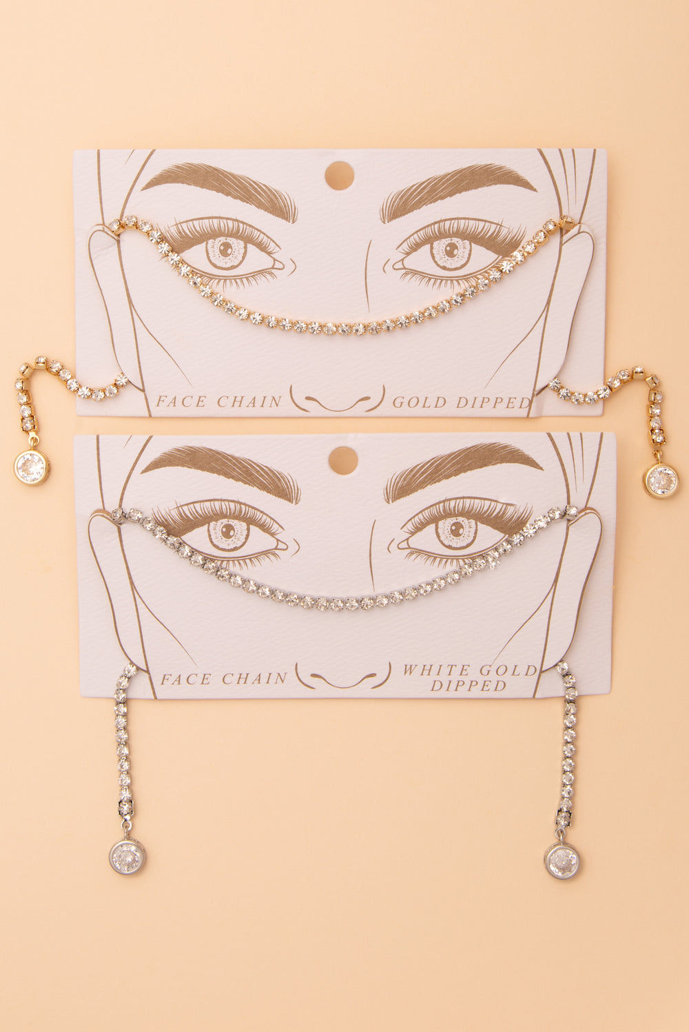 Sara Gold Plated Bezel-Set Crystal Tennis Face-Chain