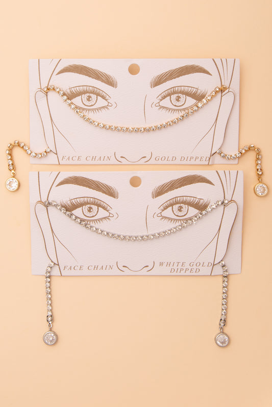 Sara Gold Plated Bezel-Set Crystal Tennis Face-Chain