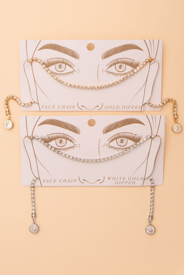 Sara Gold Plated Bezel-Set Crystal Tennis Face-Chain