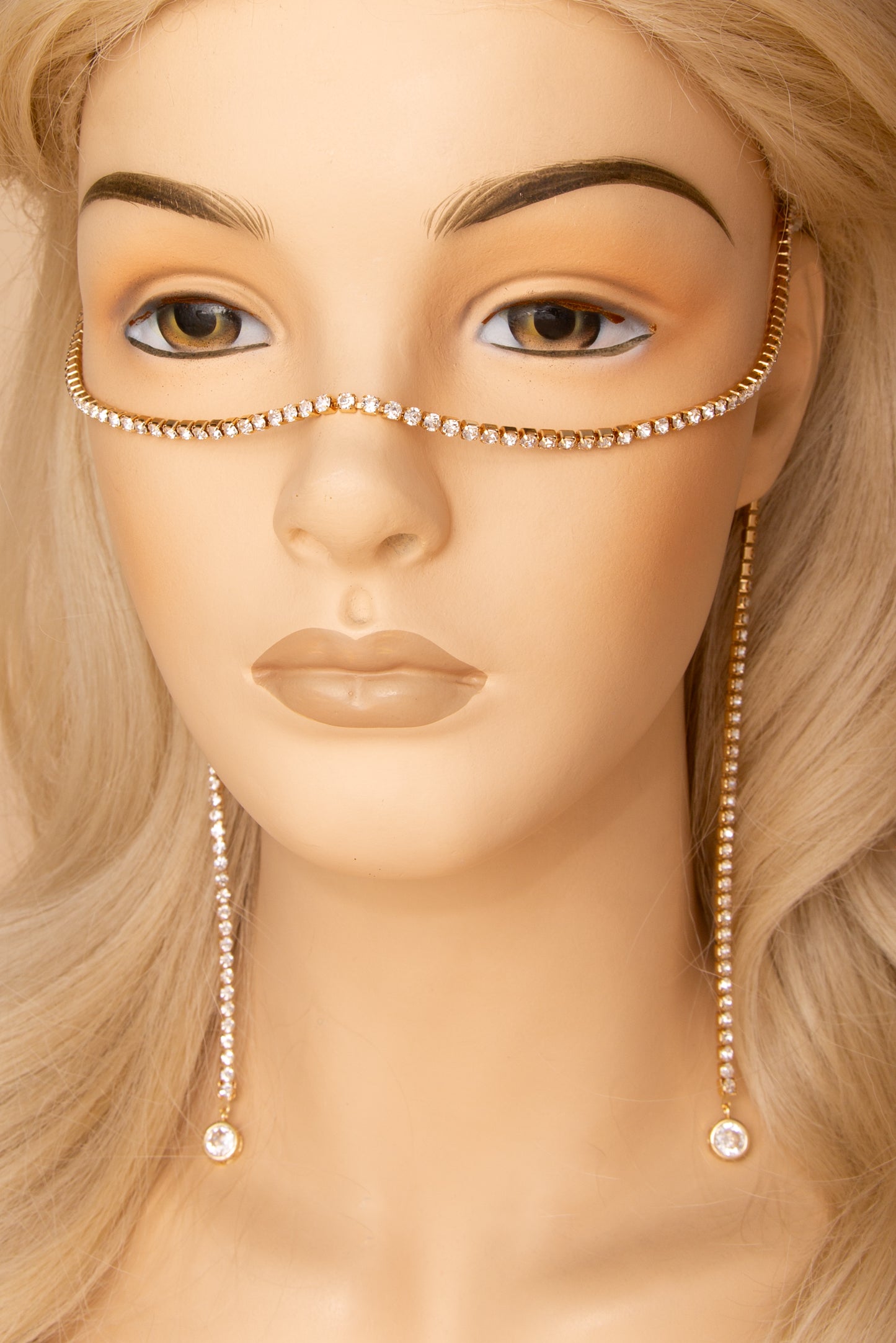 Sara Gold Plated Bezel-Set Crystal Tennis Face-Chain