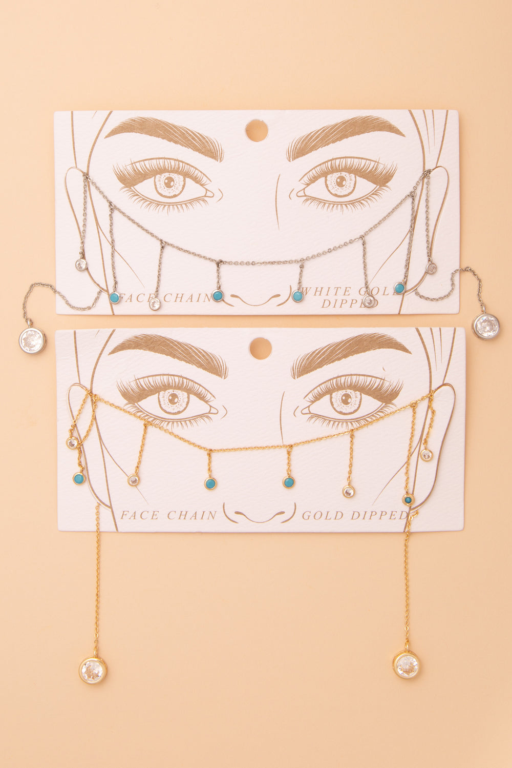 Veronica Turquoise Embellished Bezel-Set Crystal Face-Chain