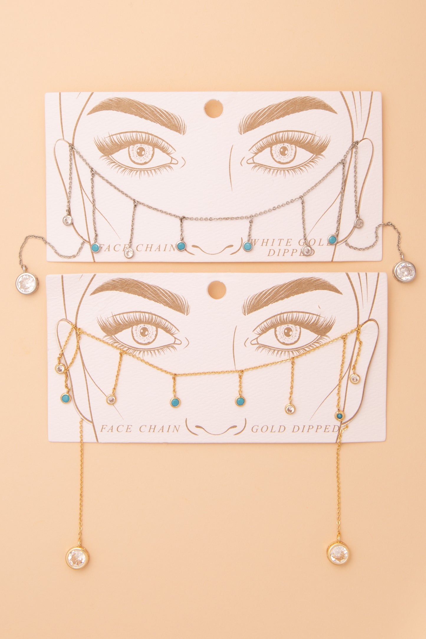 Veronica Turquoise Embellished Bezel-Set Crystal Face-Chain