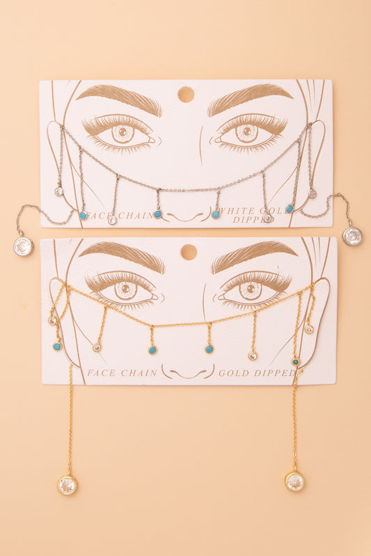 Veronica Turquoise Embellished Bezel-Set Crystal Face-Chain