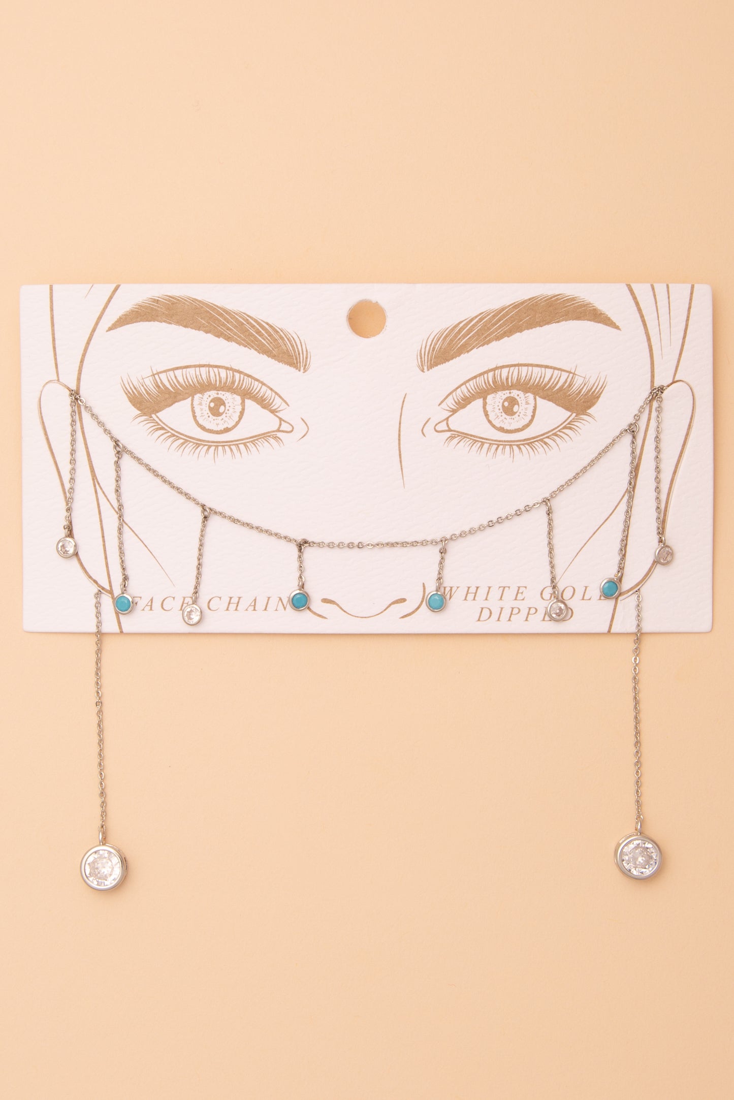 Veronica Turquoise Embellished Bezel-Set Crystal Face-Chain