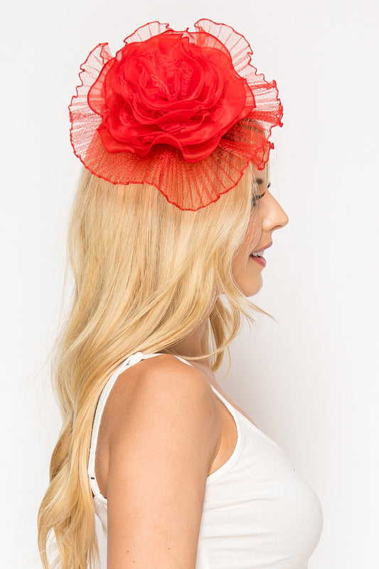 Jasmine Lace Mesh Rose Bloom Fascinator with Headband and Hair Clip