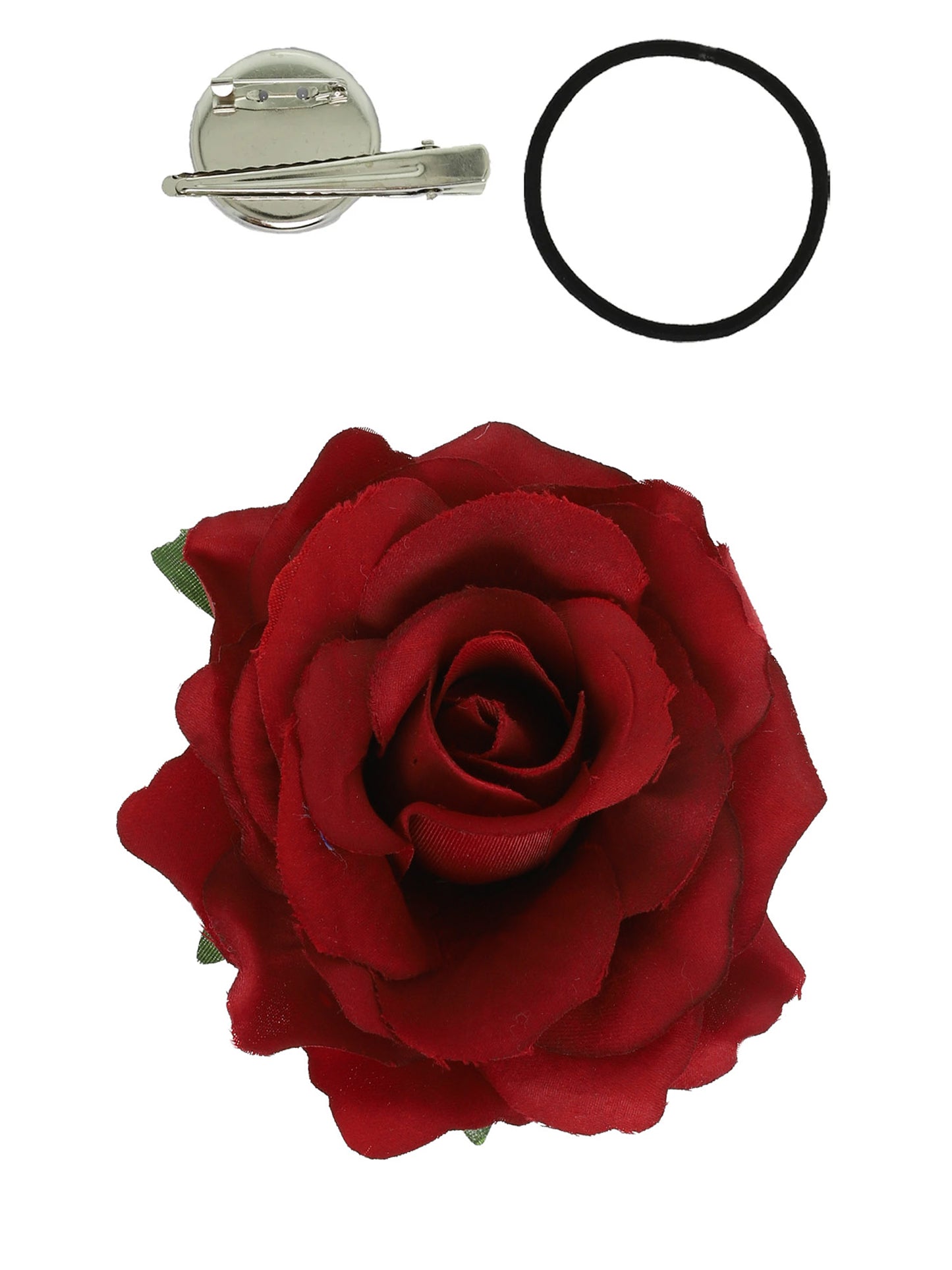 Rose Flower Brooch and Hair Clip Tie Accessory