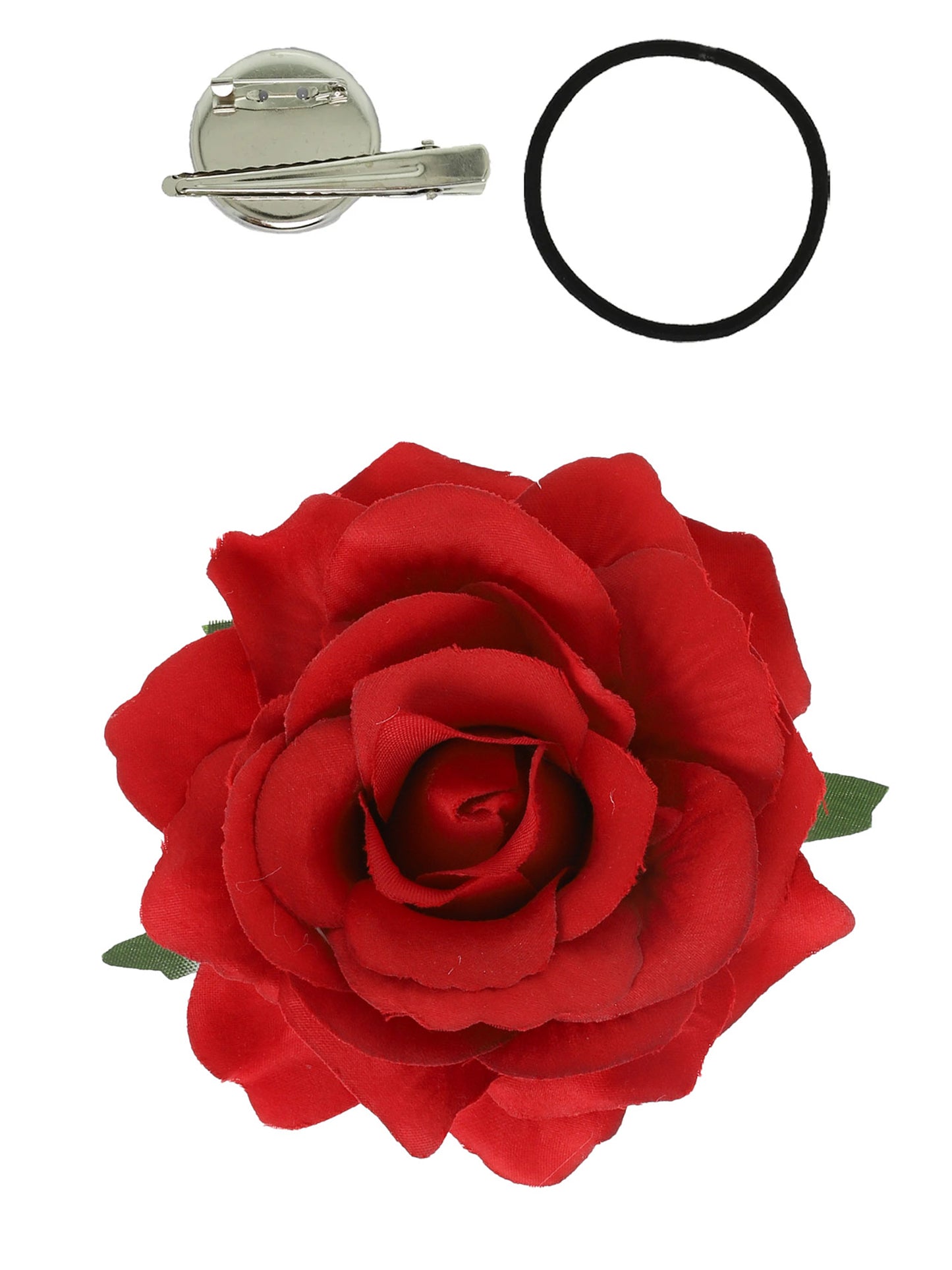 Rose Flower Brooch and Hair Clip Tie Accessory