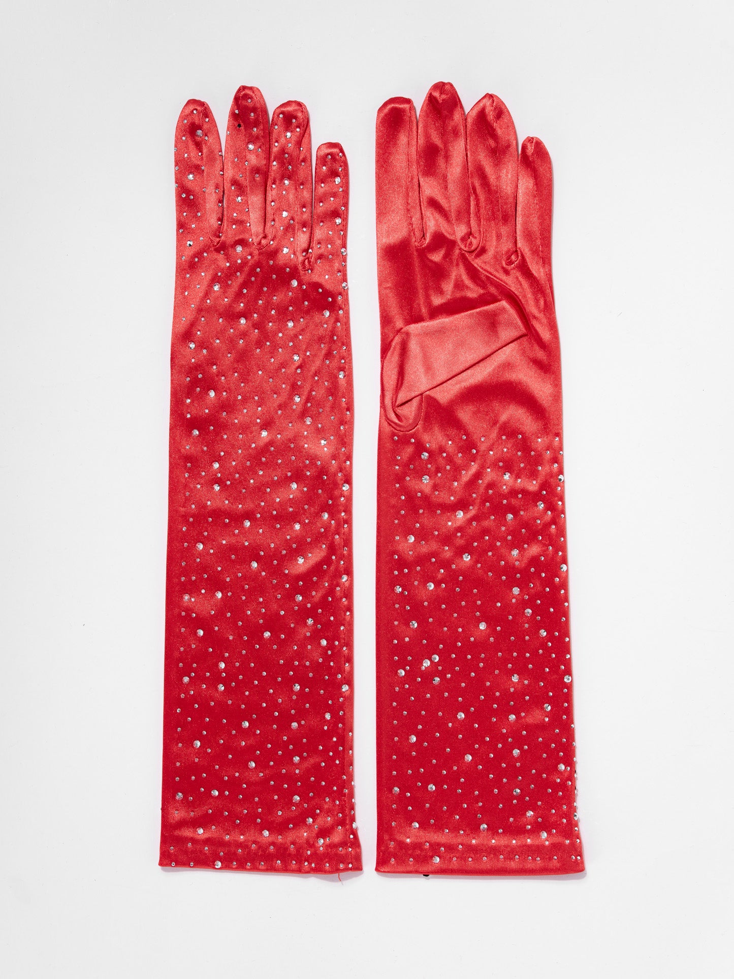 Katherine 38" Bridal Satin Rhinestone Gloves