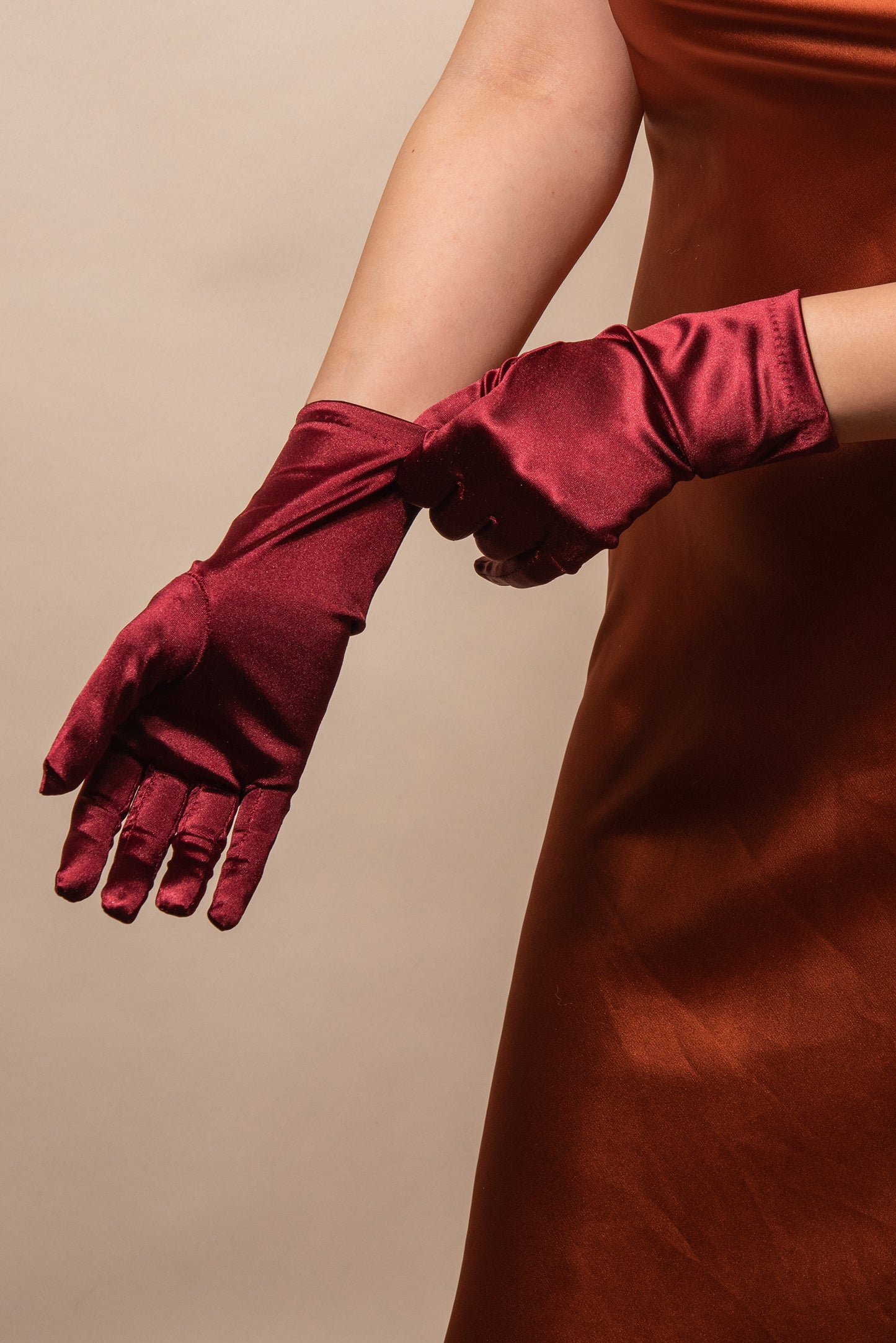 Sadie Wrist Length Satin Gloves
