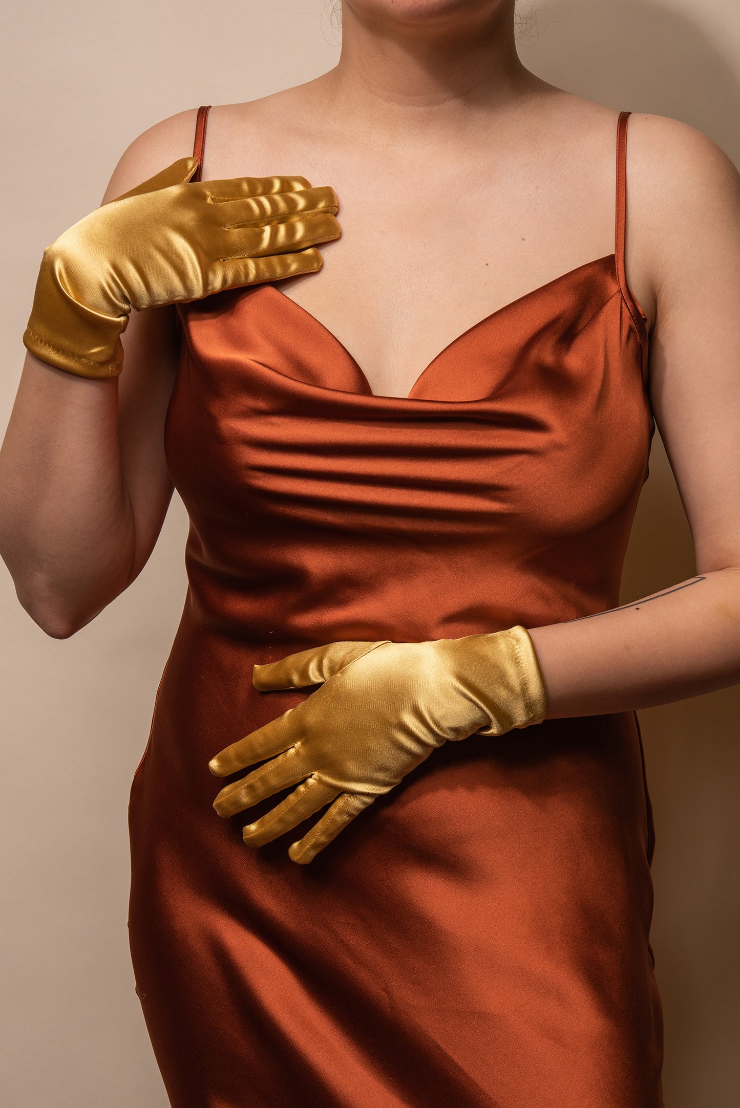 Sadie Wrist Length Satin Gloves