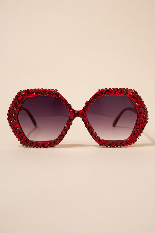 Annalise Rhinestone Sunglasses - Burgundy