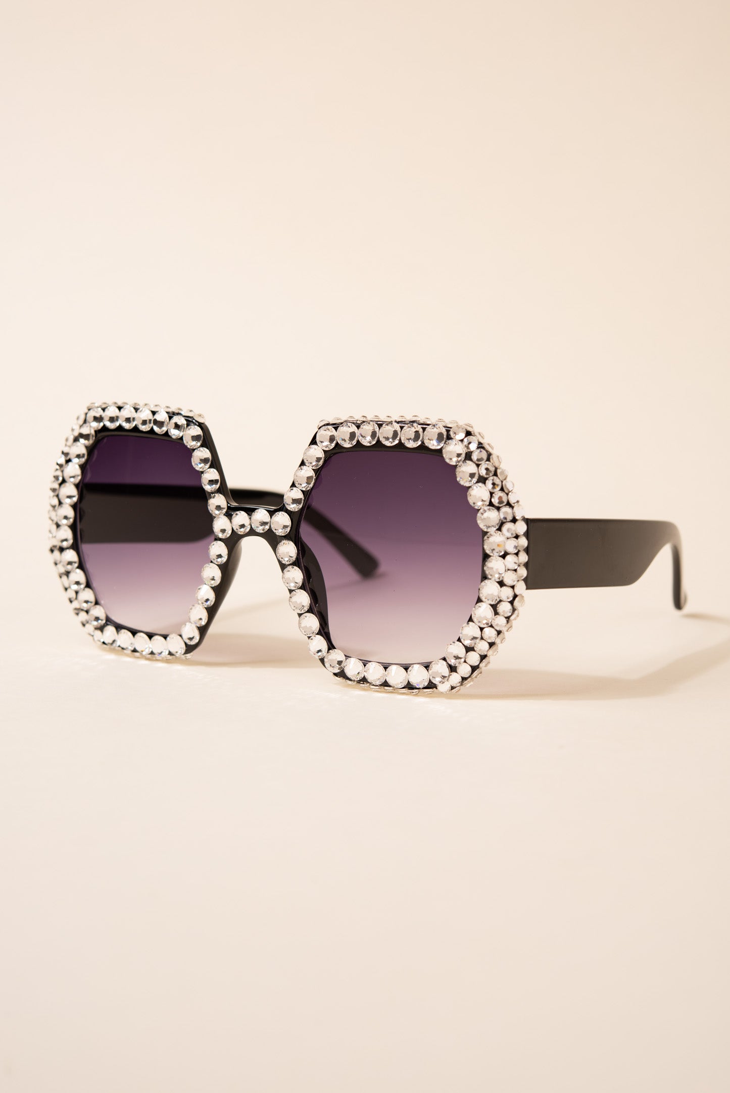 Regina Hexagon Frame Rhinestone Sunglasses