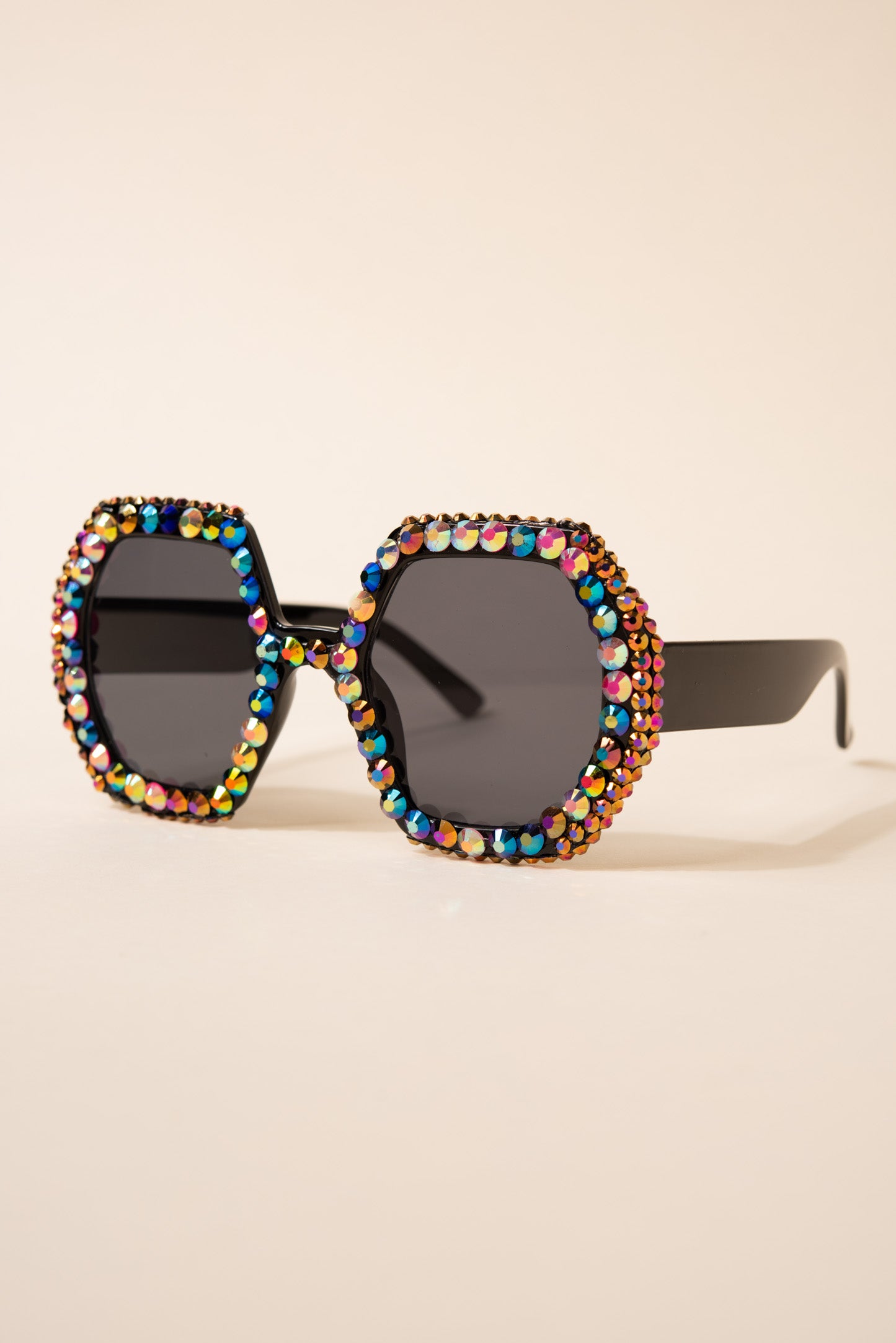 Regina Hexagon Frame Rhinestone Sunglasses | Multicolor