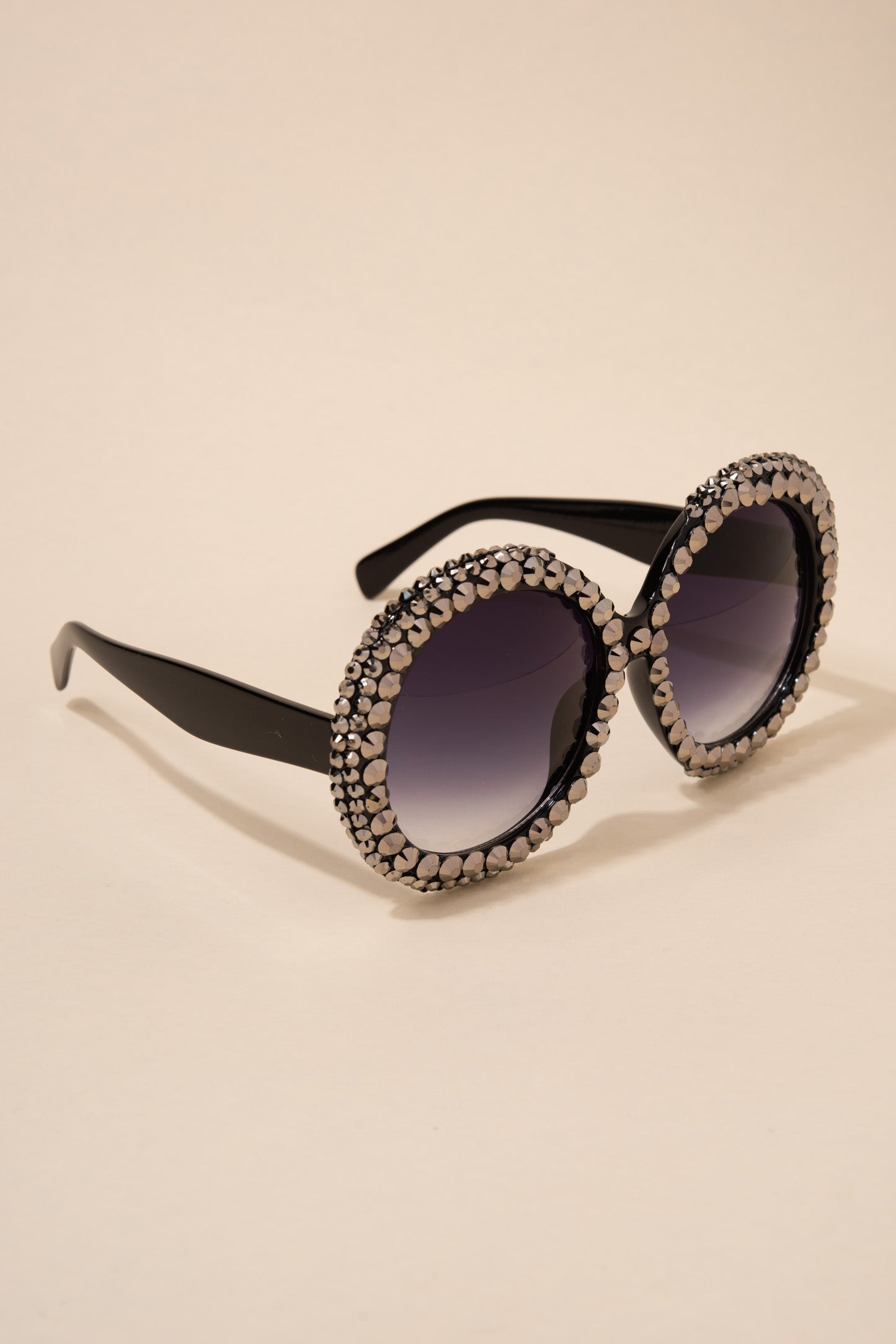 Gracie Oversized Round Frame Rhinestone Sunglasses
