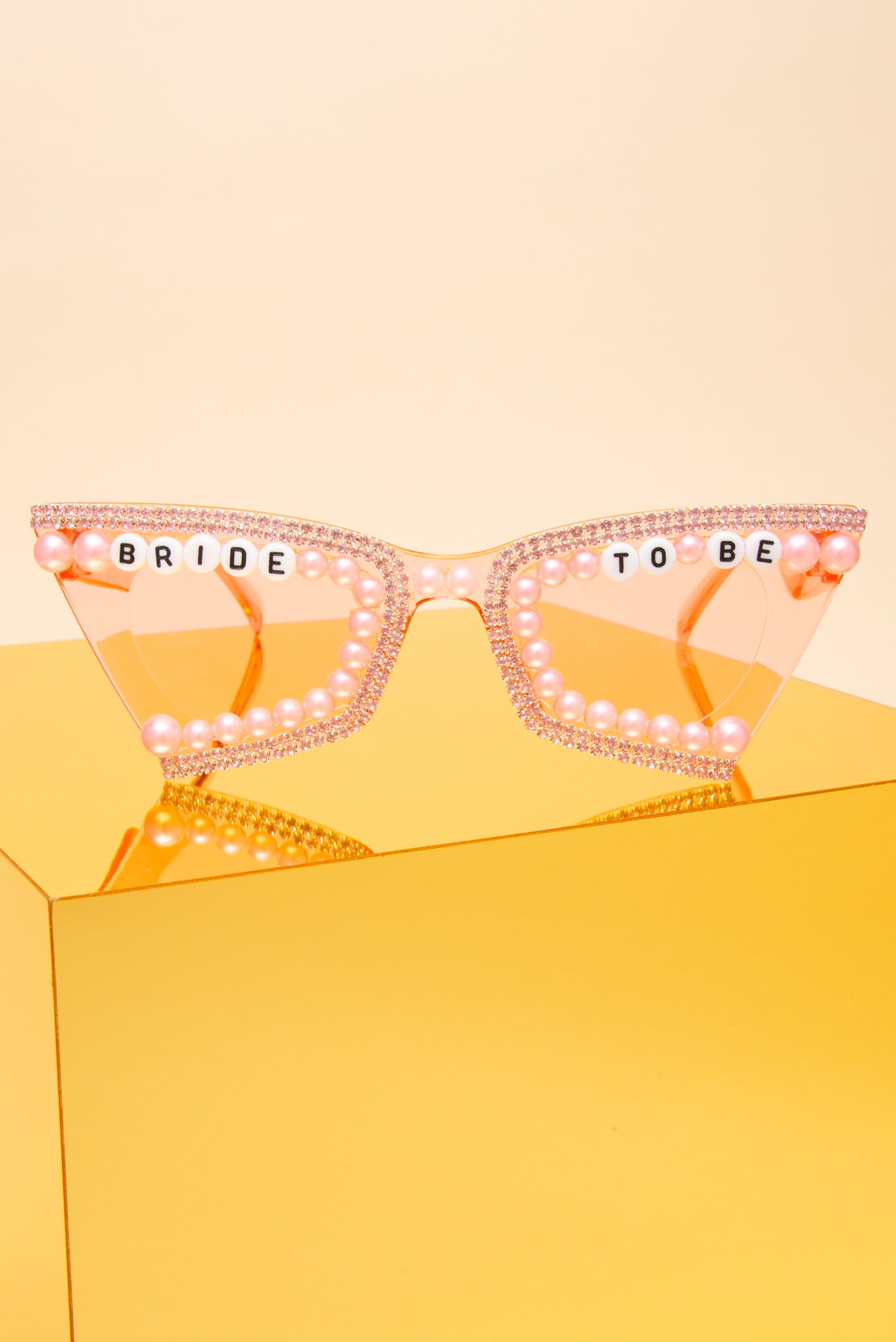 Charlotte Bride To Be Beaded Fashion Glasses with Pearl and Crystal | Pink