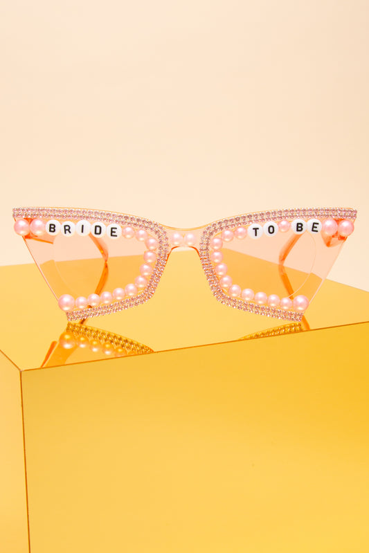 Charlotte Bride To Be Beaded Fashion Glasses with Pearl and Crystal | Pink