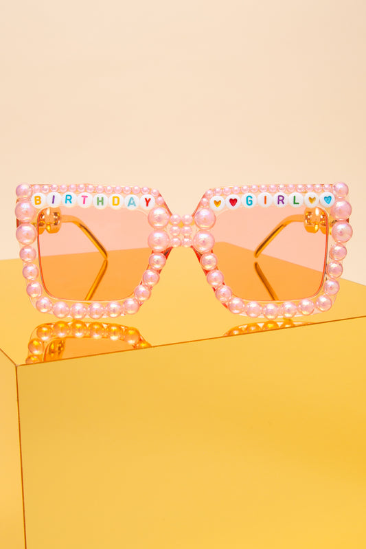 Emma Birthday Girl Letter Bead Fashion Glasses | Pink