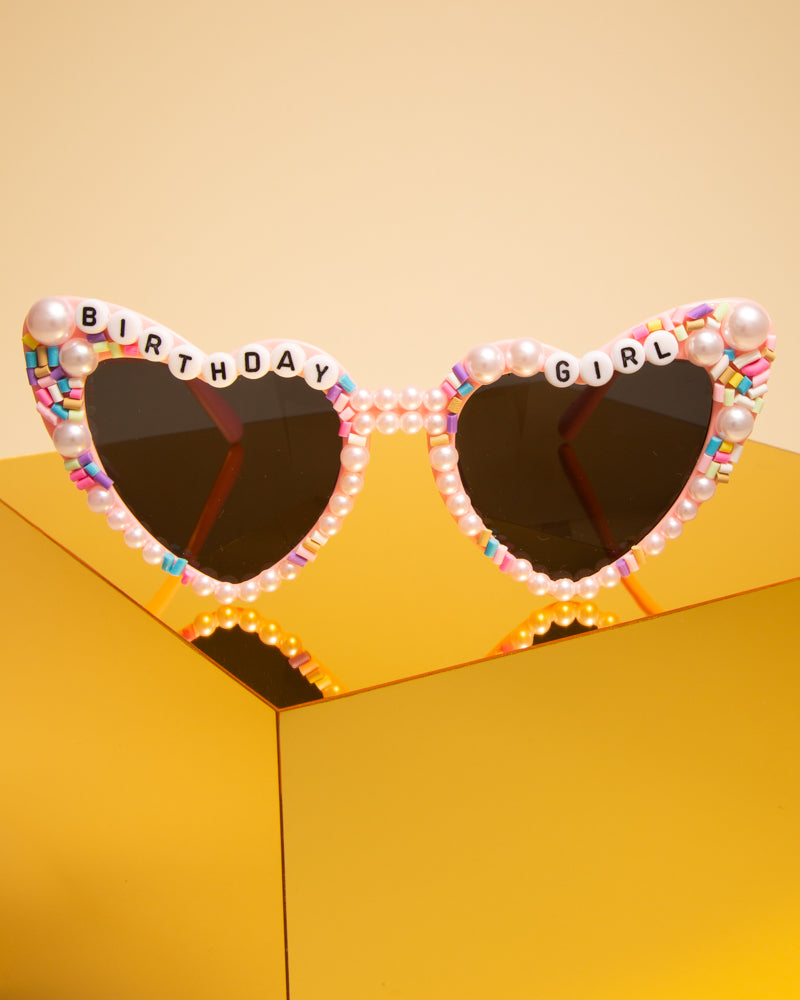 Audrey"Birthday Girl" Beaded Fashion Glasses with Decorative Pearl | Pink