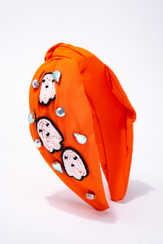Willow Spooky Ghost Beaded Fashion Headband - Orange