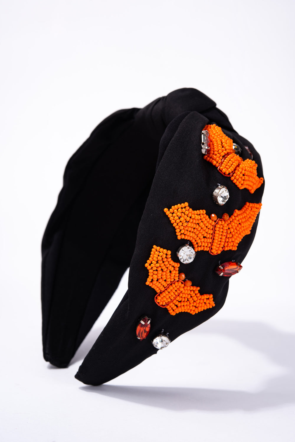 Maya Bat Beaded Knot Fashion Headband - Black