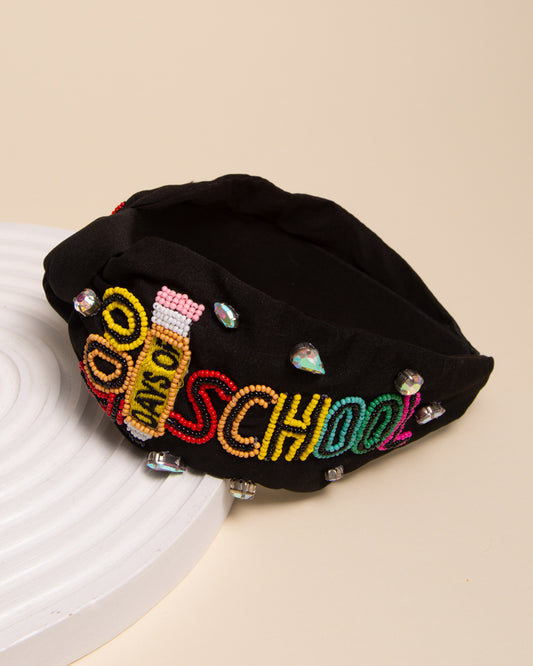 Daisy "100 Days of School" Teacher Appreciation Beaded Headband | Black