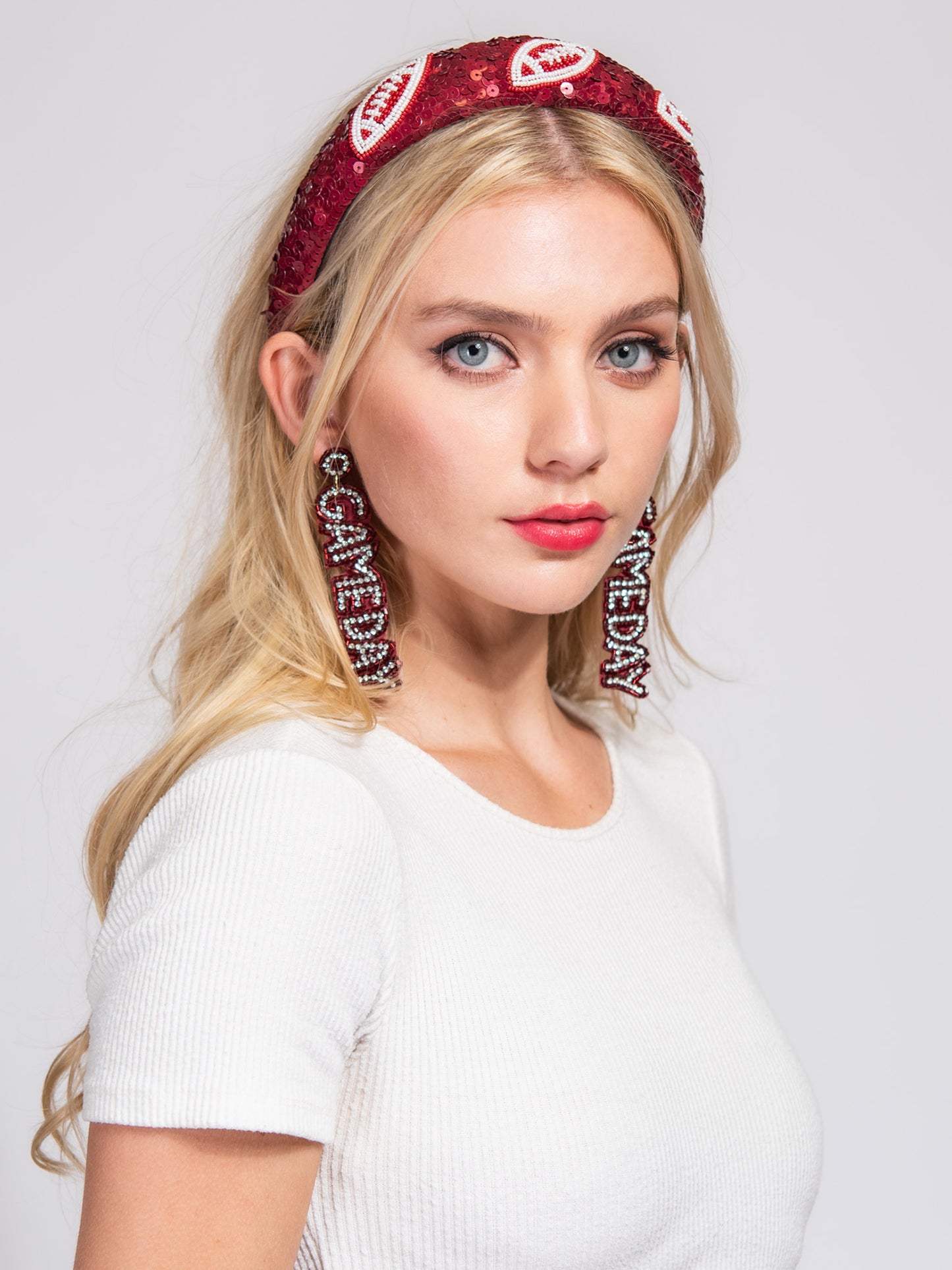 Olivia Two-Tone Football Sequins Seed Beaded Head Band