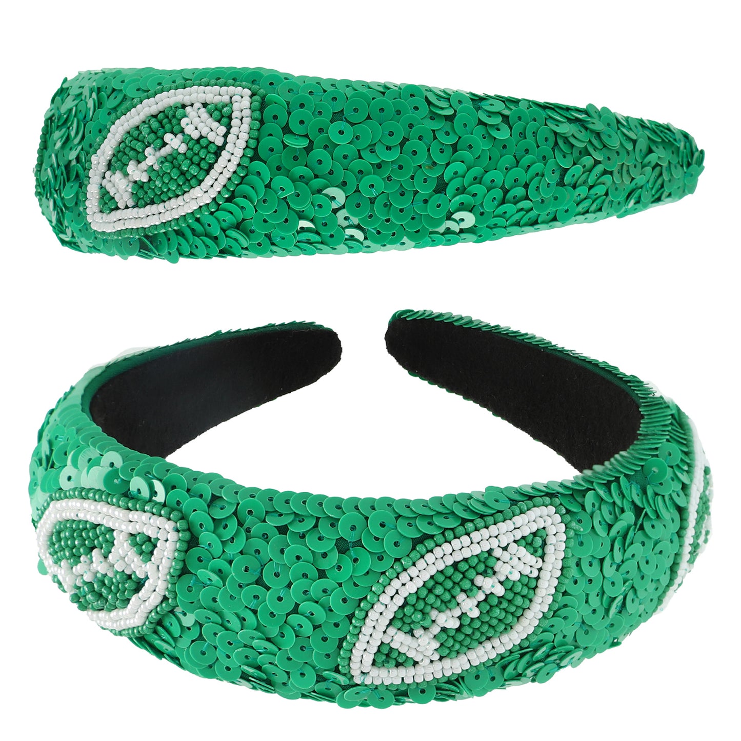 Olivia Two-Tone Football Sequins Seed Beaded Head Band