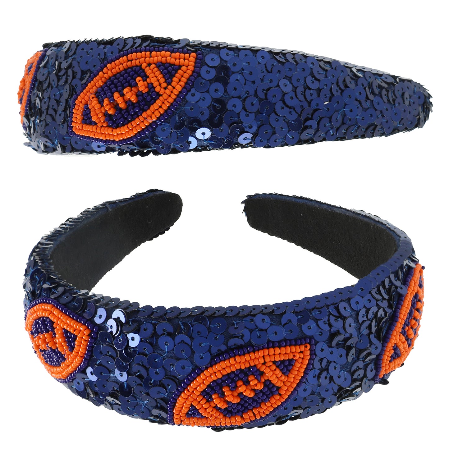 Olivia Two-Tone Football Sequins Seed Beaded Head Band