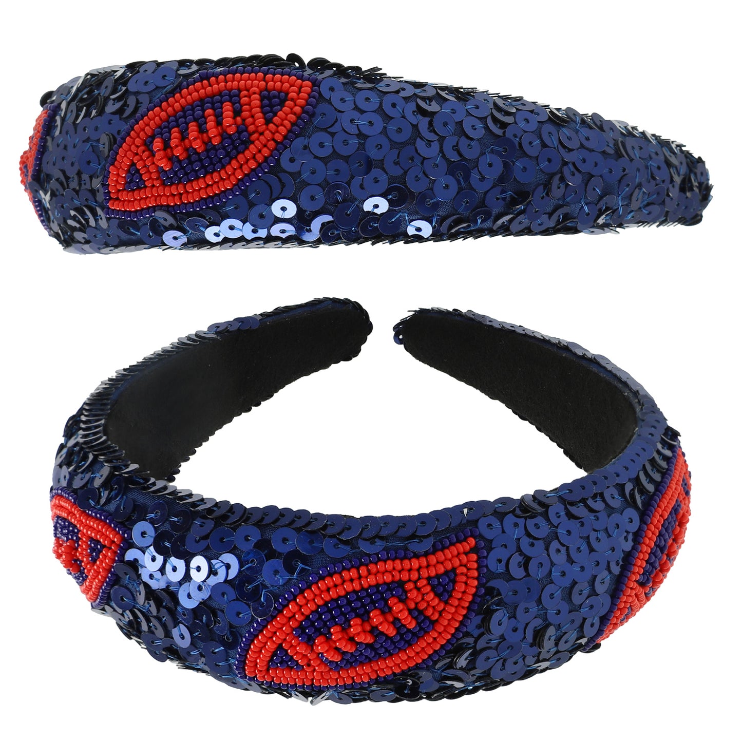 Olivia Two-Tone Football Sequins Seed Beaded Head Band