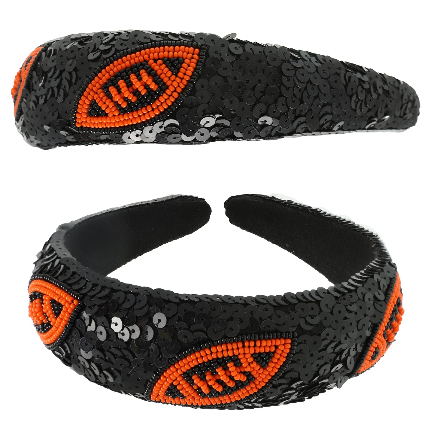 Olivia Two-Tone Football Sequins Seed Beaded Head Band