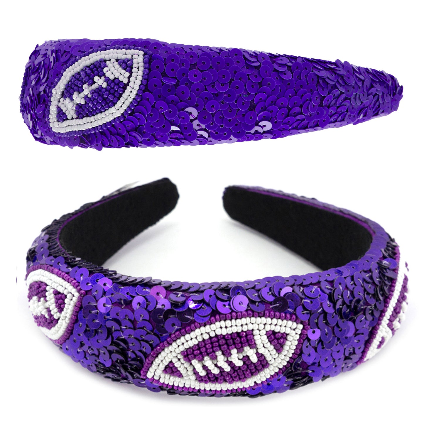 Olivia Two-Tone Football Sequins Seed Beaded Head Band