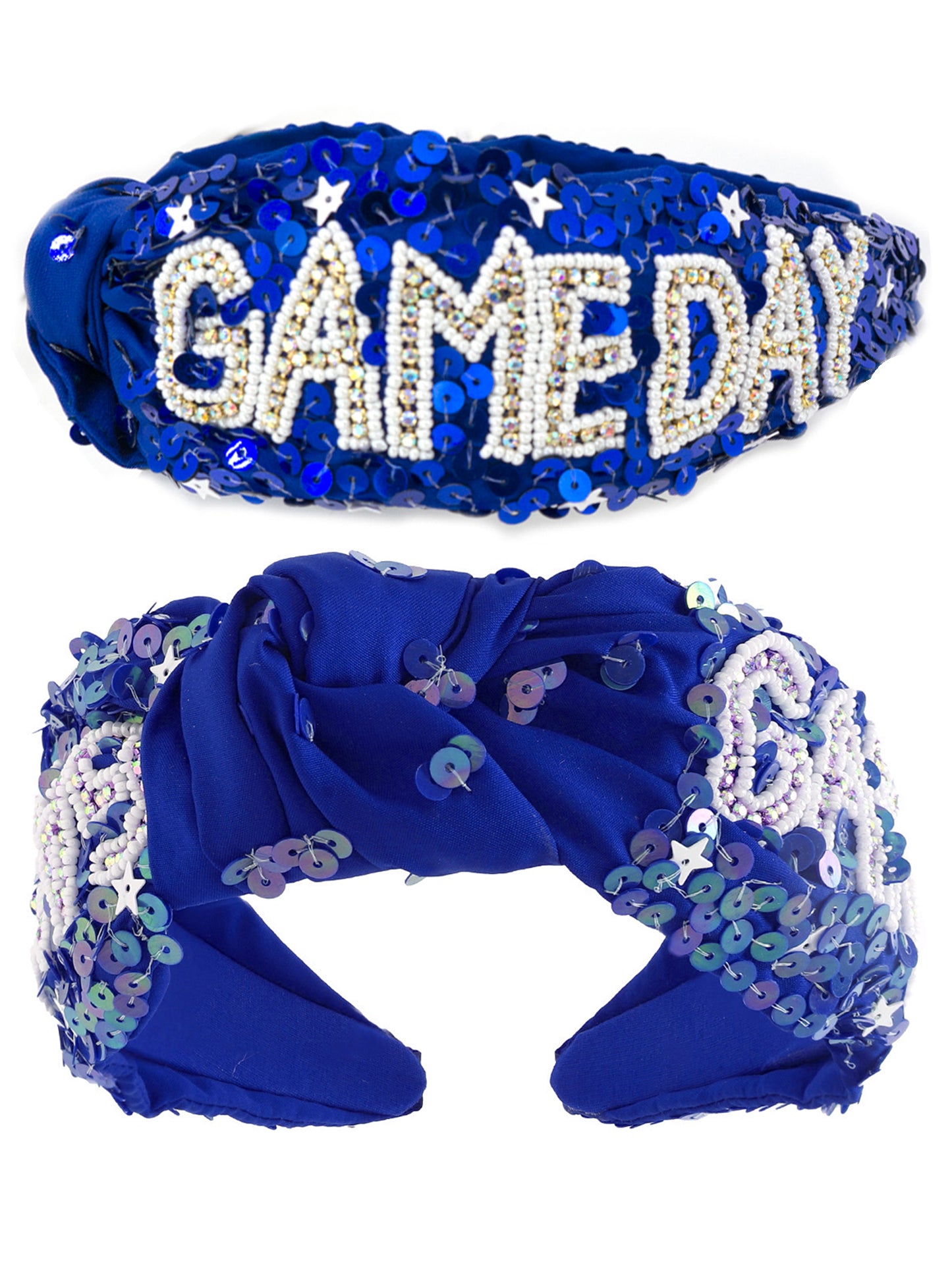 Emma Gameday Top Knotted Jeweled Beaded Headband