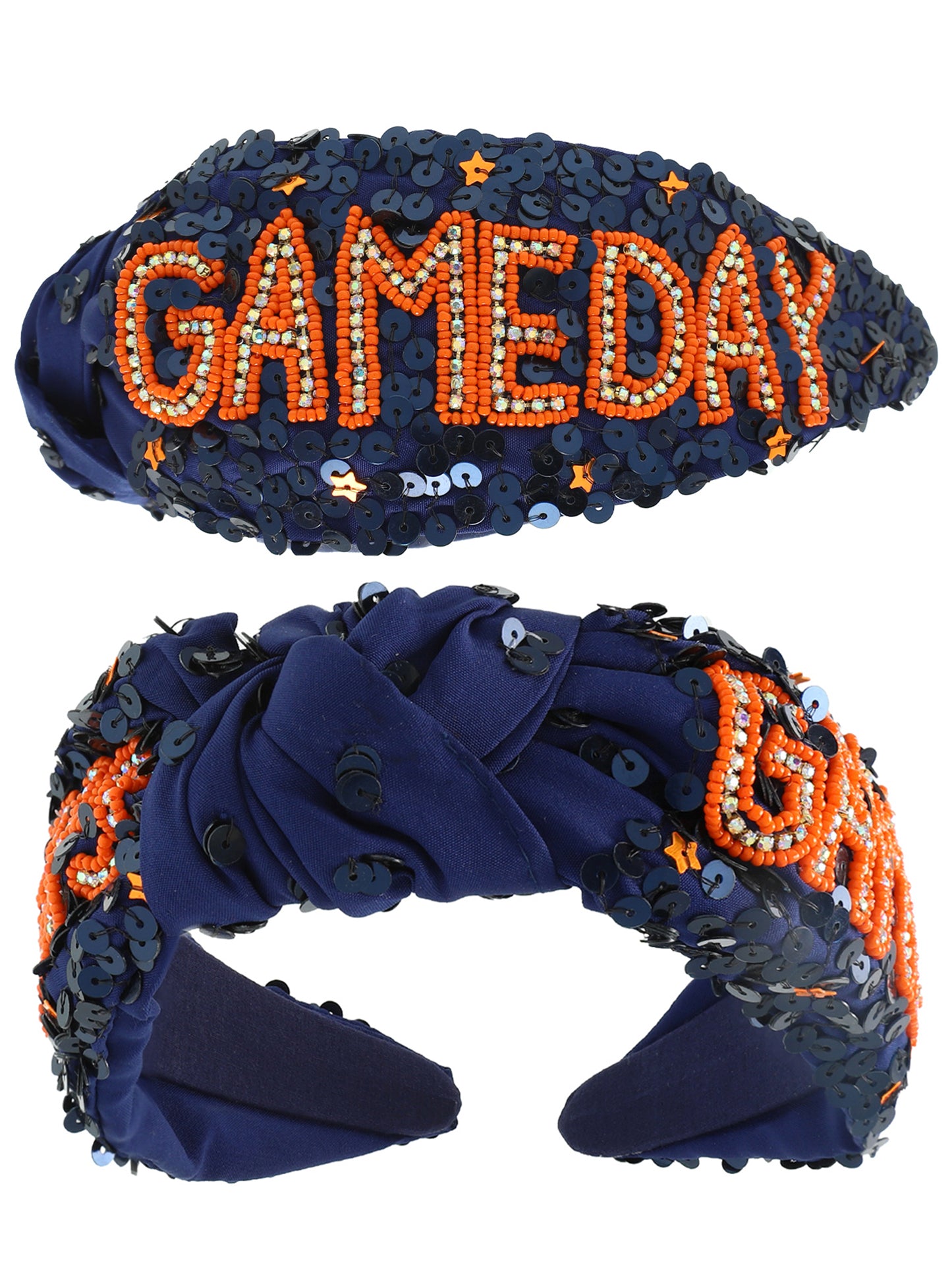 Emma Gameday Top Knotted Jeweled Beaded Headband