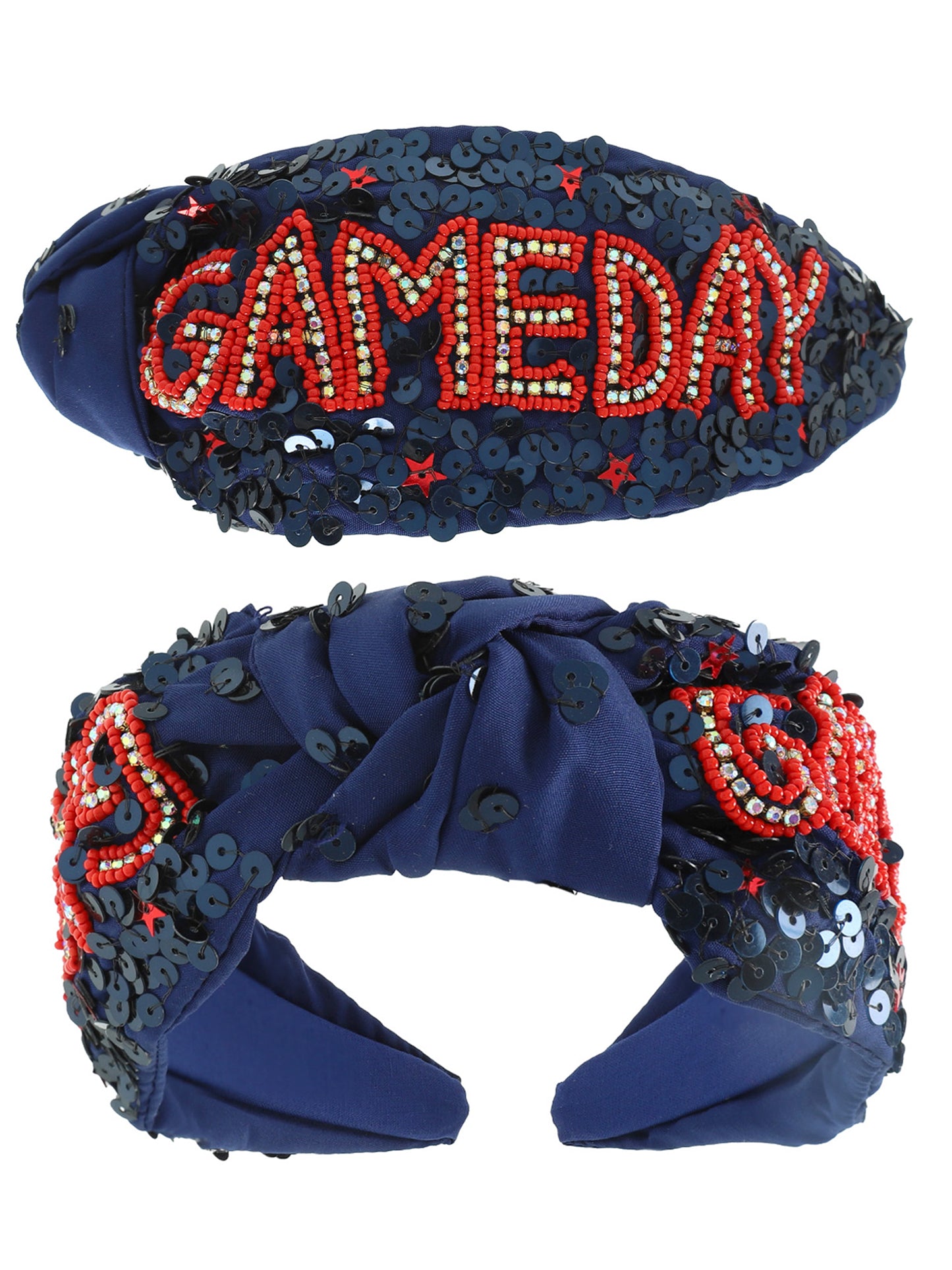 Emma Gameday Top Knotted Jeweled Beaded Headband